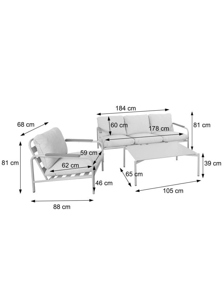 MCW Aluminium-Gartengarnitur O11, Hellgrün Polster beige günstig kaufen onesize