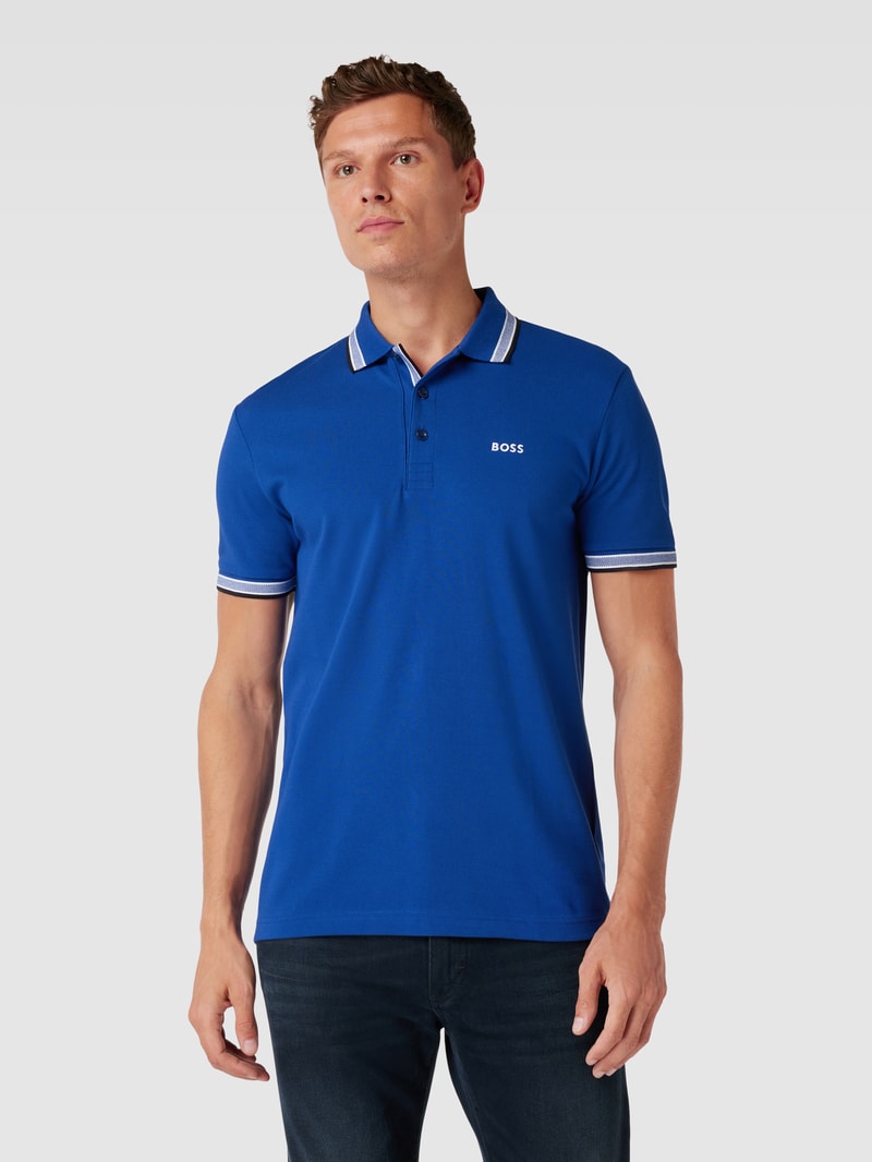 Poloshirt mit Label-Stitching Modell 'PADDY' in royalblau