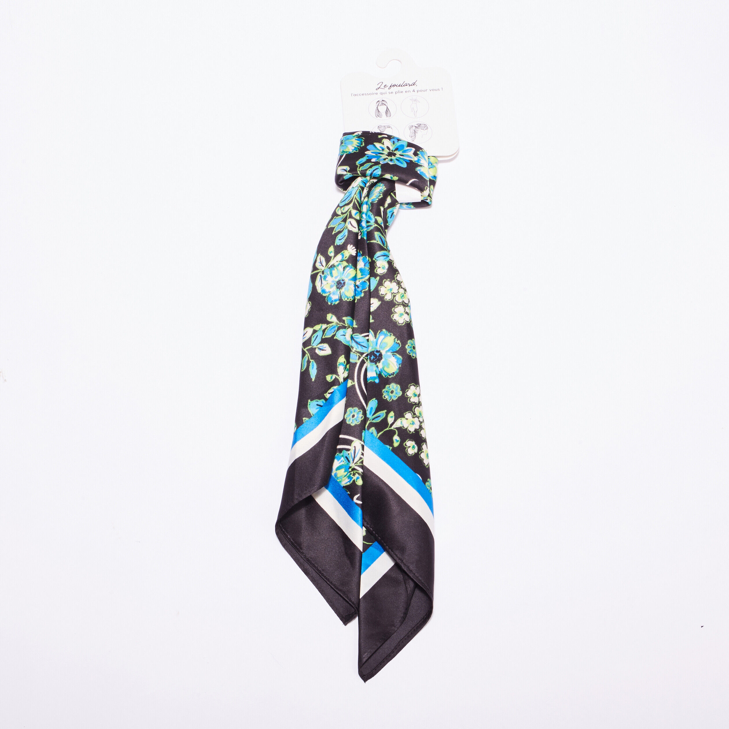 Foulard carré satiné noir femme | Cache Cache