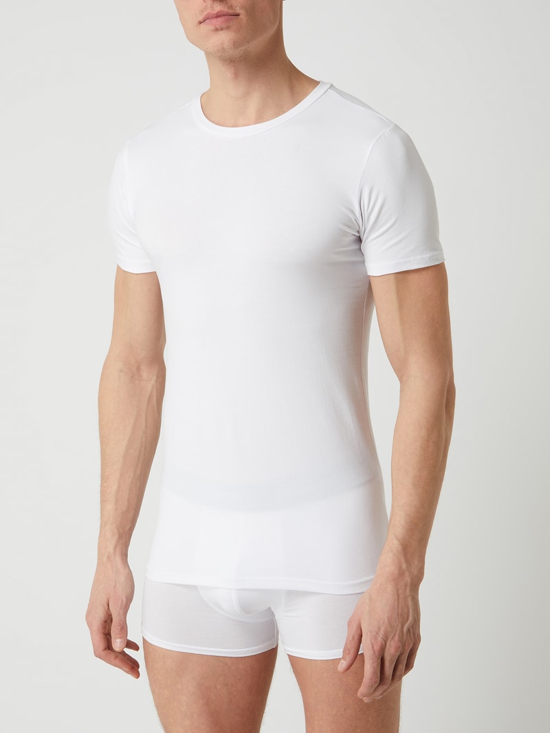 T-Shirt mit Stretch-Anteil im 2er-Pack Modell 'Cadan' in weiß