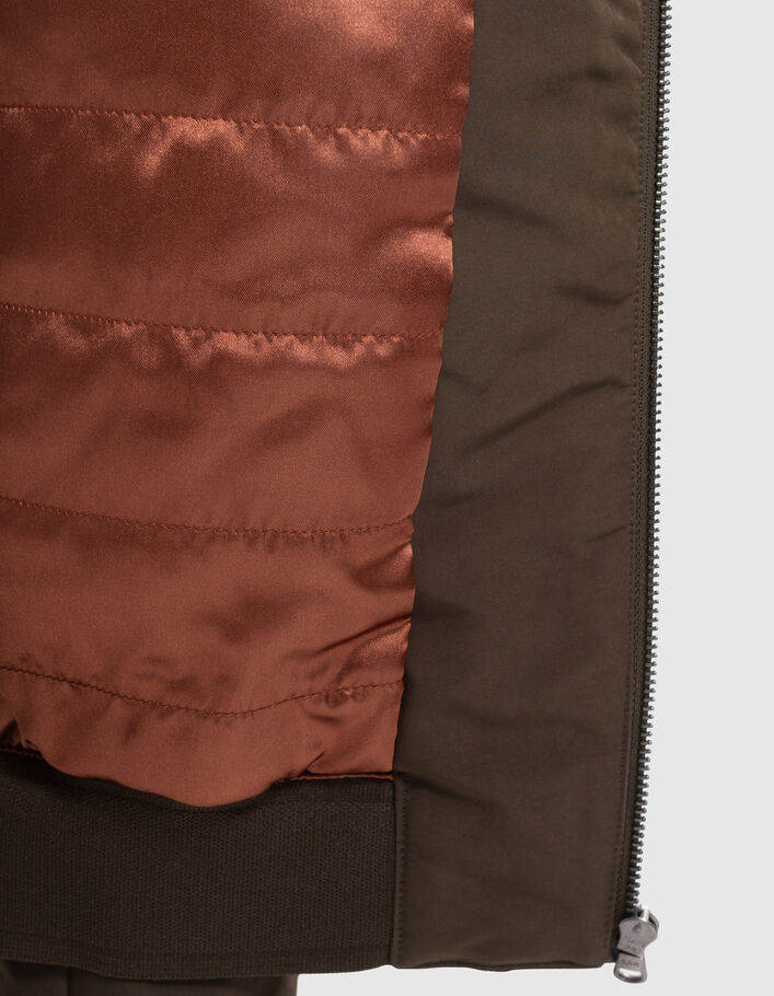 Bomber kaki à col montant intérieur Sherpa Homme