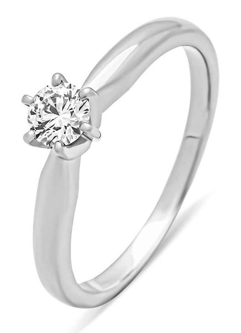 Diamond Point White gold ring, 0.25 ct diamond, Hearts & Arrows