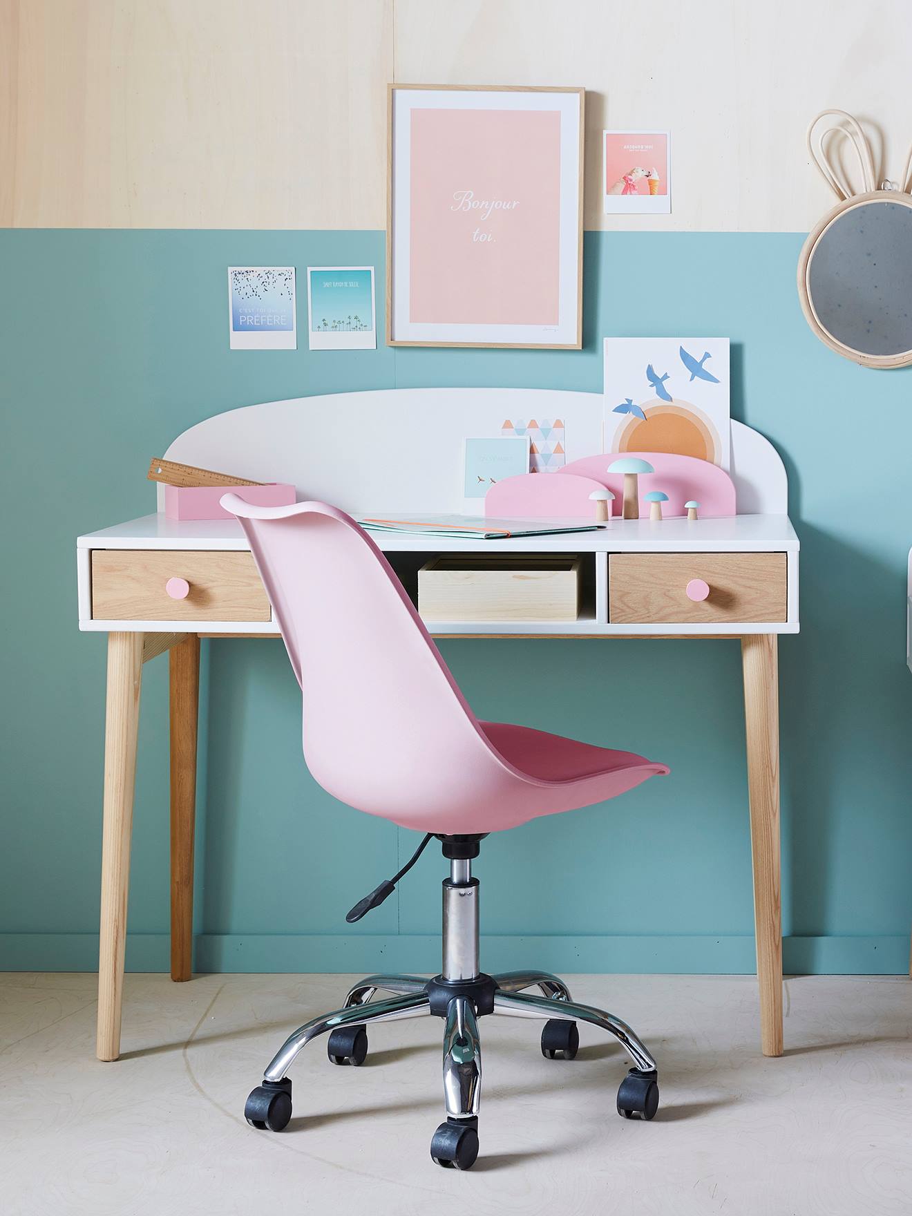 Vertbaudet Kinder Schreibtischstuhl, modernes Design, höhenverstellbar - senfgelb