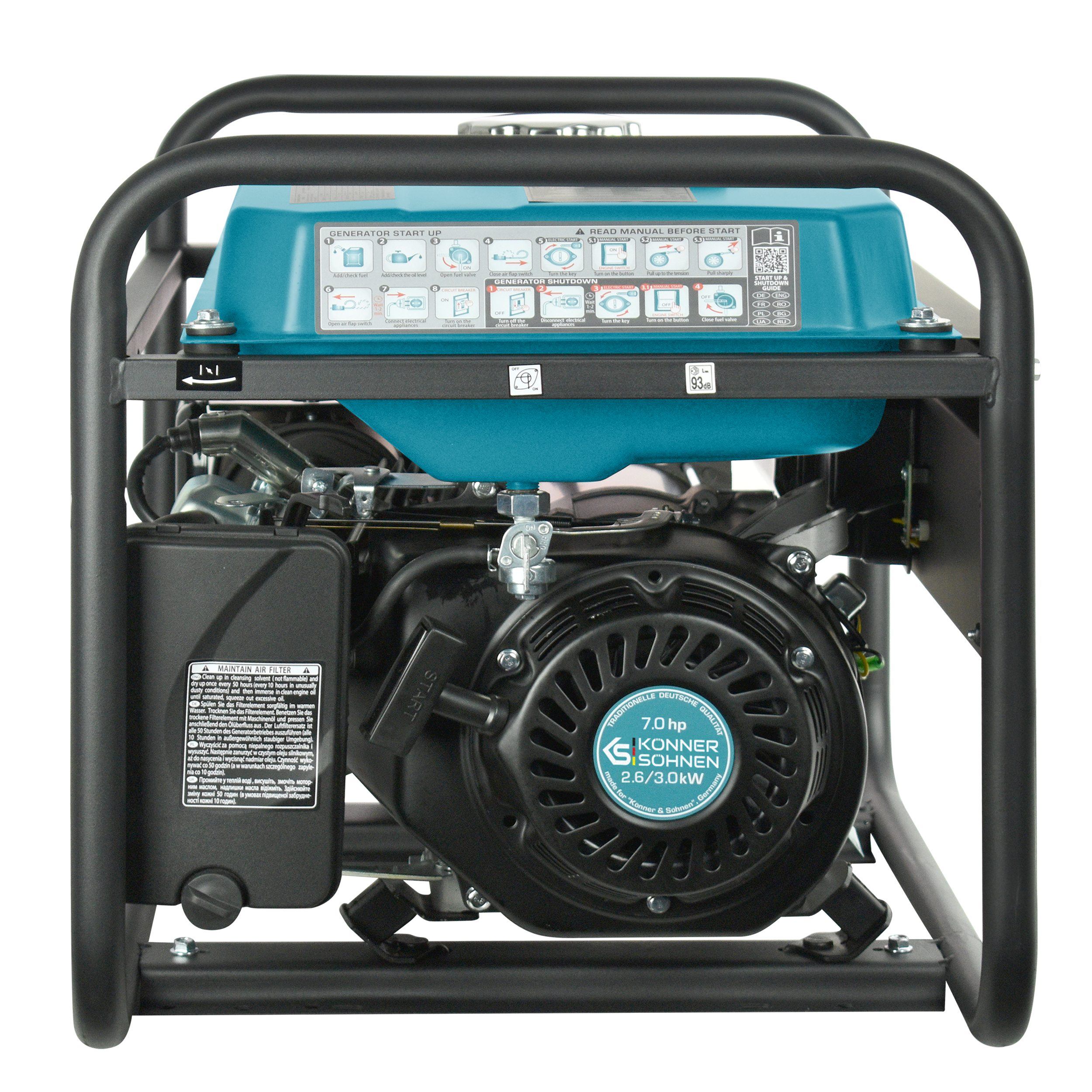 Könner & Söhnen Stromerzeuger KS 3000E, 3,00 in kW, (1-tlg., 7 PS 4-Takt Benzinmotor), Steckdosen 2*16A, 230V Generator, für Kleinhaus
