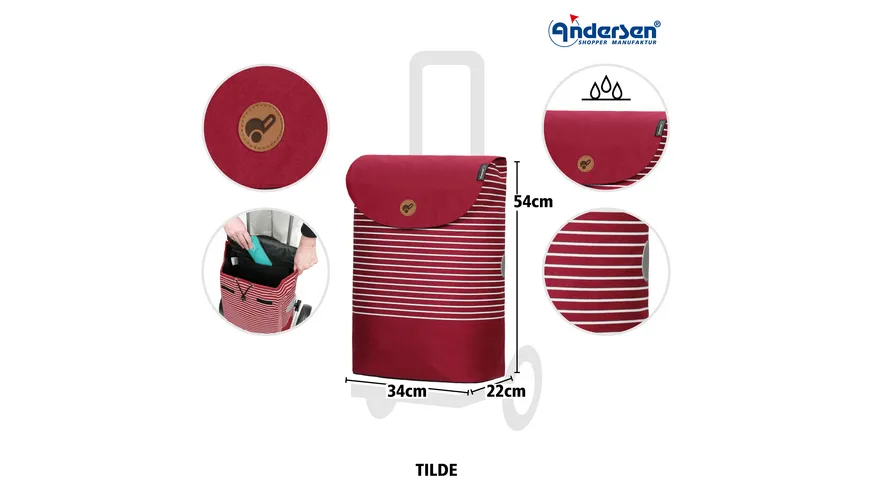 Andersen Unus Shopper Fun Einkaufstrolley Tilde rot