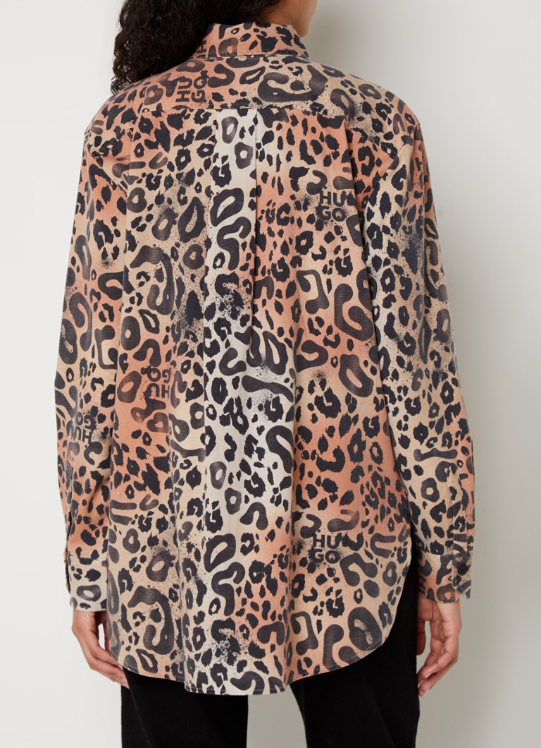 HUGO BOSS Blouse in lyocell blend with leopard print