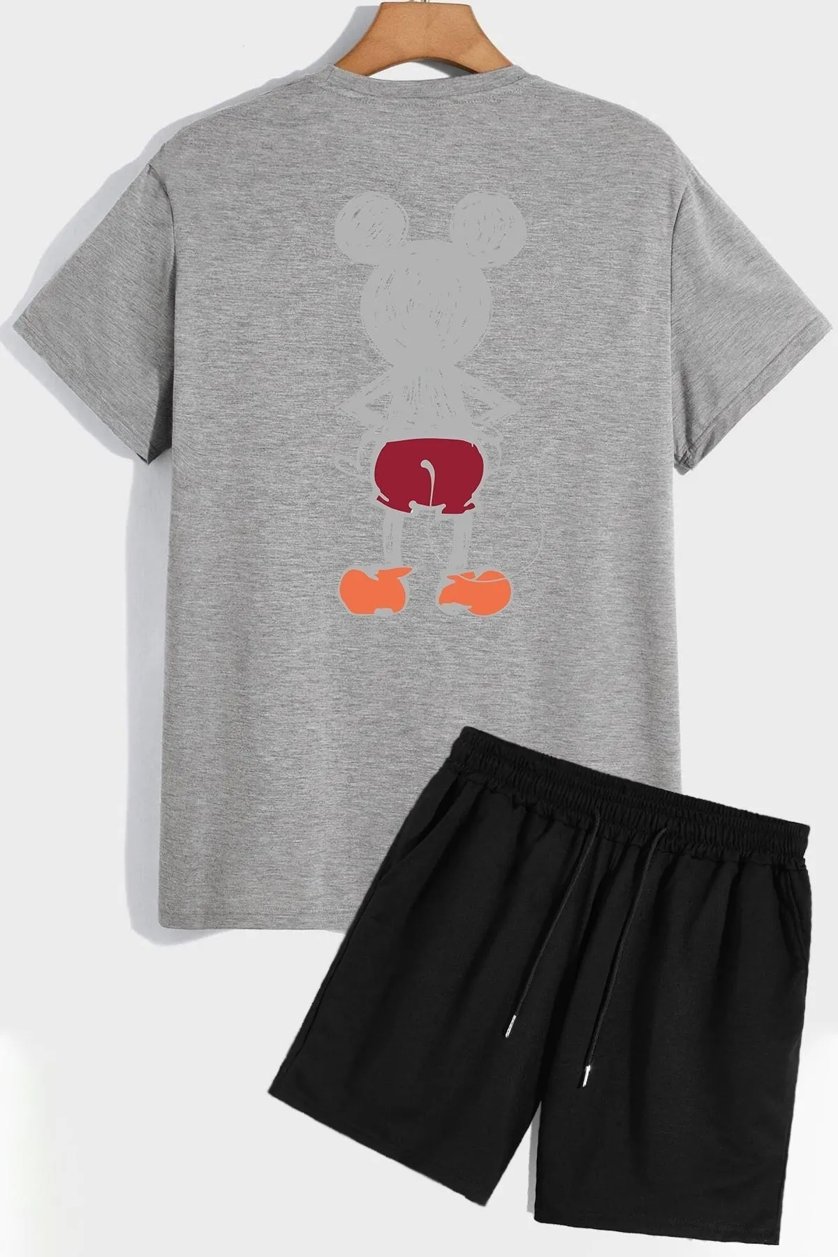 trendypassion  Shorts-T-Shirt-Trainingsanzug-Set mit Rückendruck
