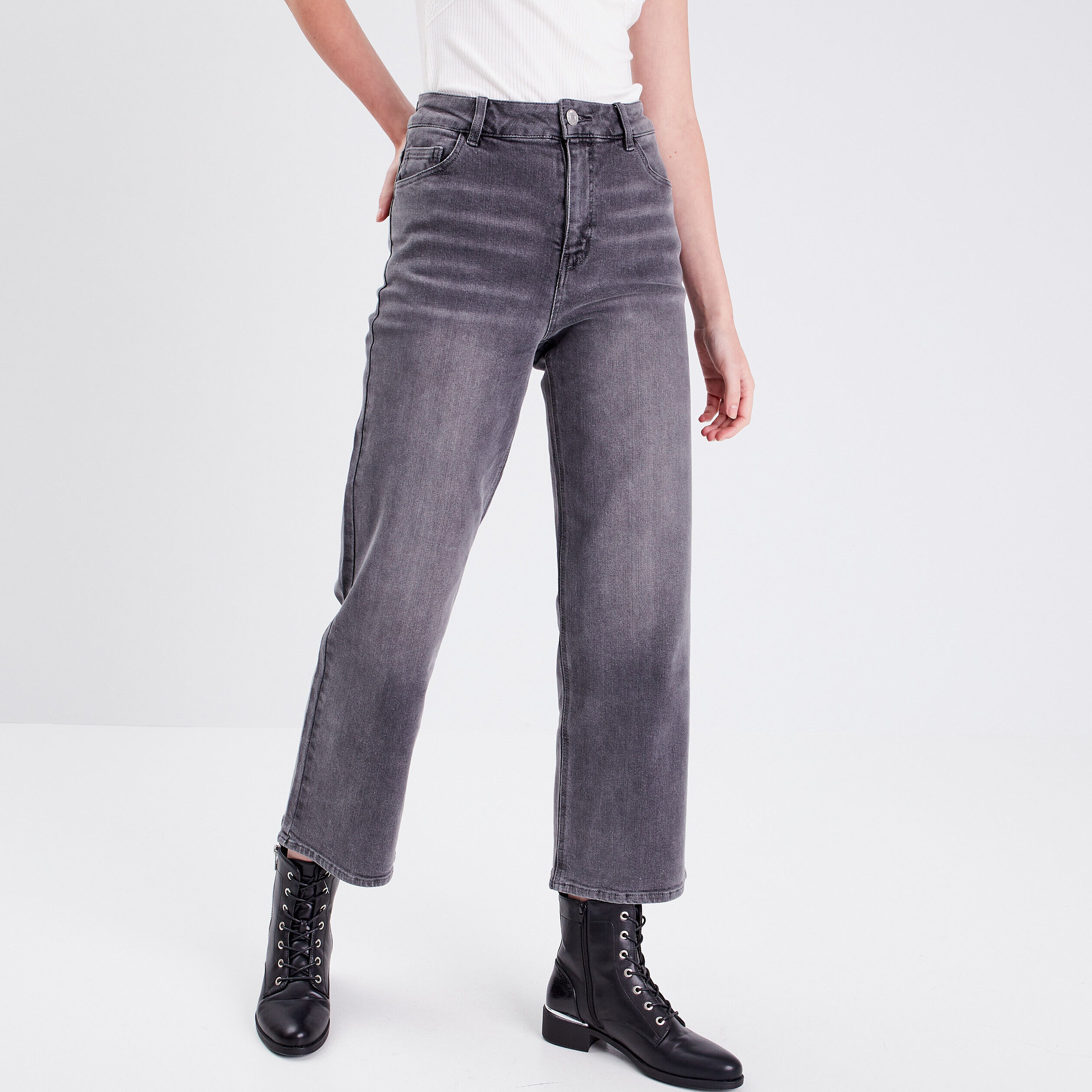 Jeans regular denim gris femme | Cache Cache
