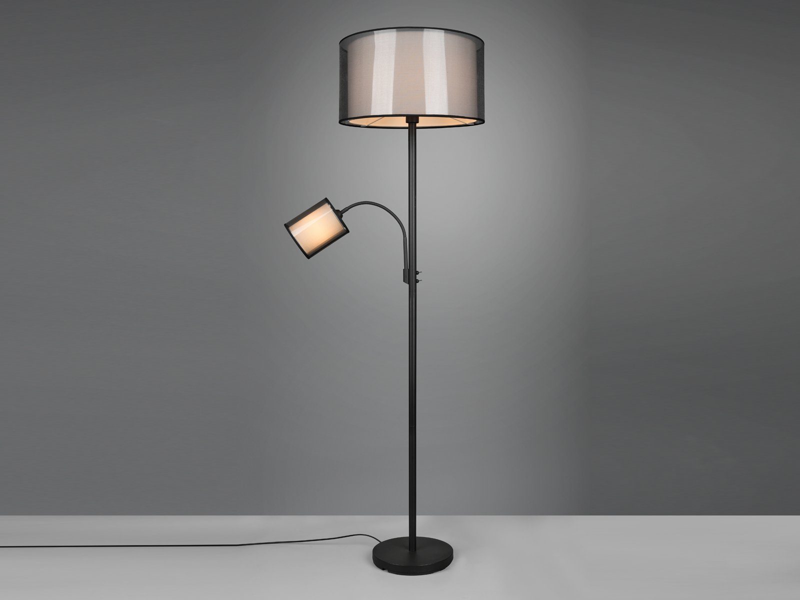 meineWunschleuchte LED Stehlampe, Lesearm & Dimmfunktion, LED wechselbar, Warmweiß, ausgefallene Design-er Lampe dimmbar mit Leselampe für Ecke, H: 174cm