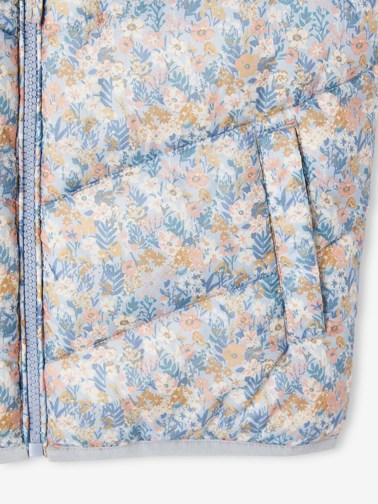 Vertbaudet Mädchen Weste im Colorblock-Style mit Recyclingmaterial - blau bedruckt