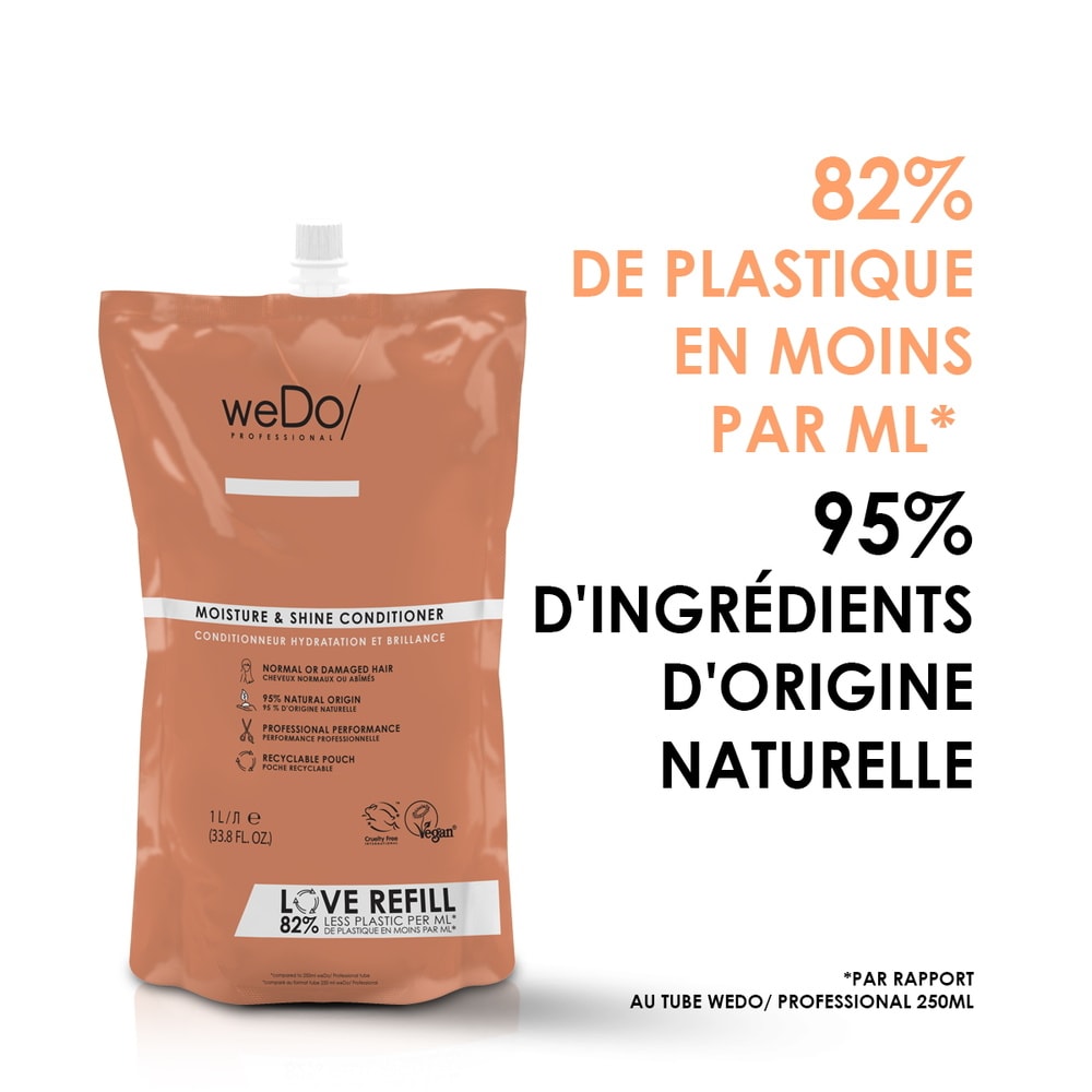 wedo Après-shampoing Vegan Hydratation et Brillance recharge cheveux normaux abîmés Après-shampooing vegan sans silicone sans colorants pour cheveux normaux abîmés