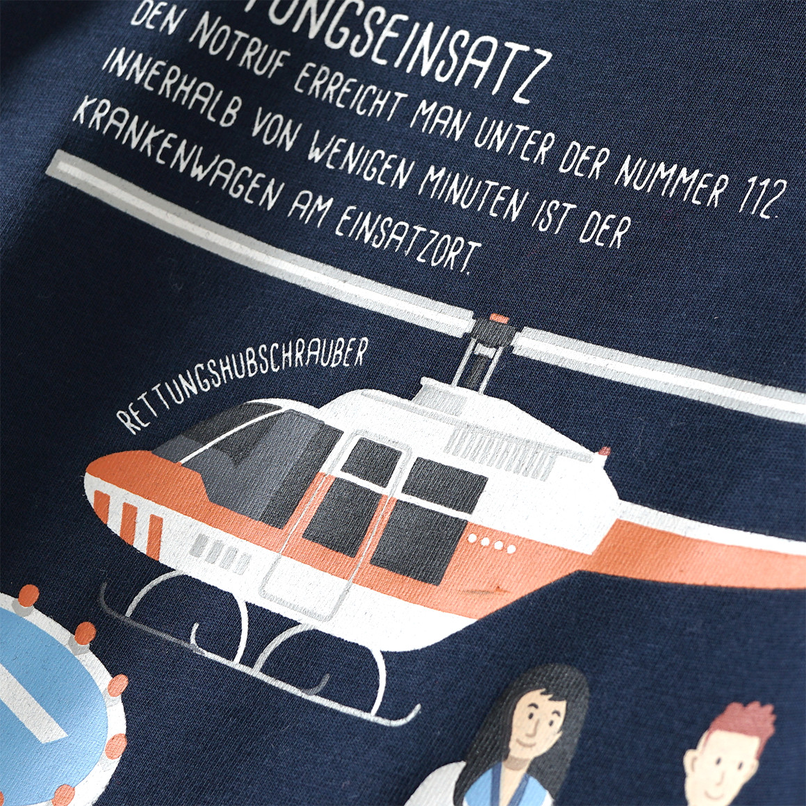 Kinder Langarmshirt mit Notruf-Motiv