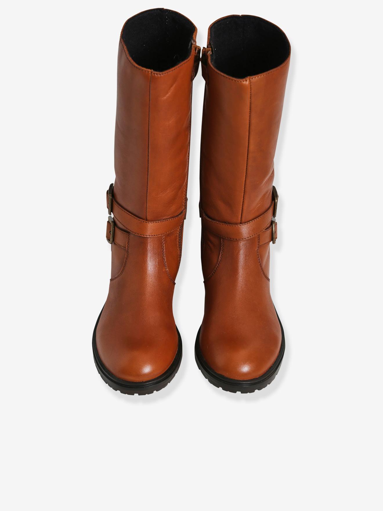Bottes cavalières en cuir fille camel