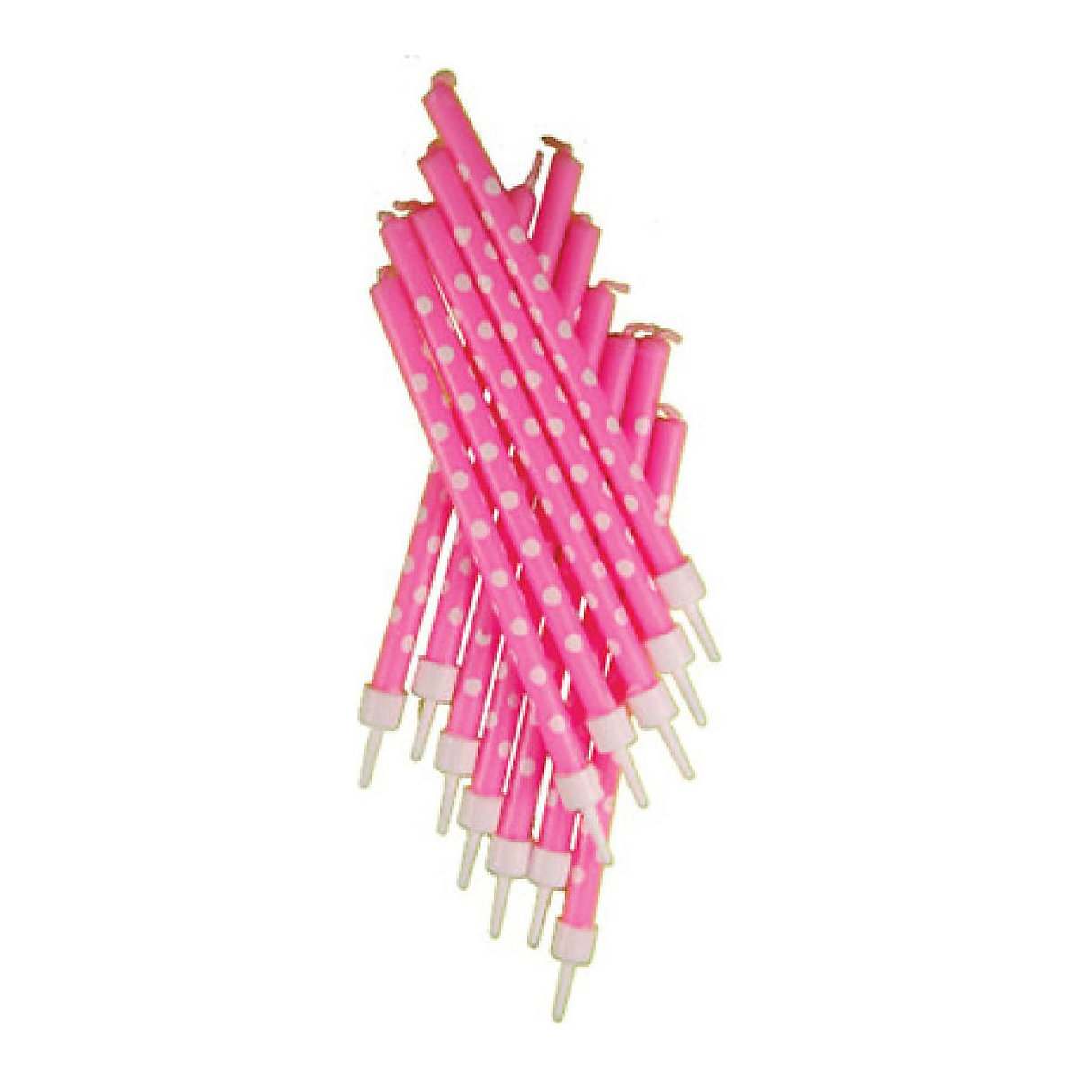 Geburtstagskerzen Kuchenkerzen Punkte pink, 12 Stück, inkl. Halterung