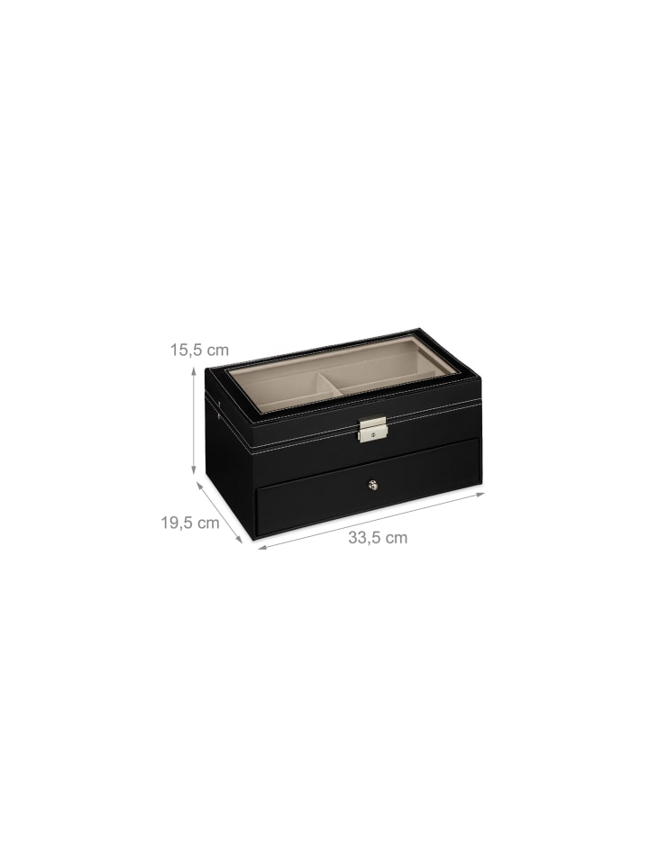 relaxdays Brillenbox in Schwarz - (B)33,5 x (H)15,5 x (T)19,5 cm günstig kaufen onesize
