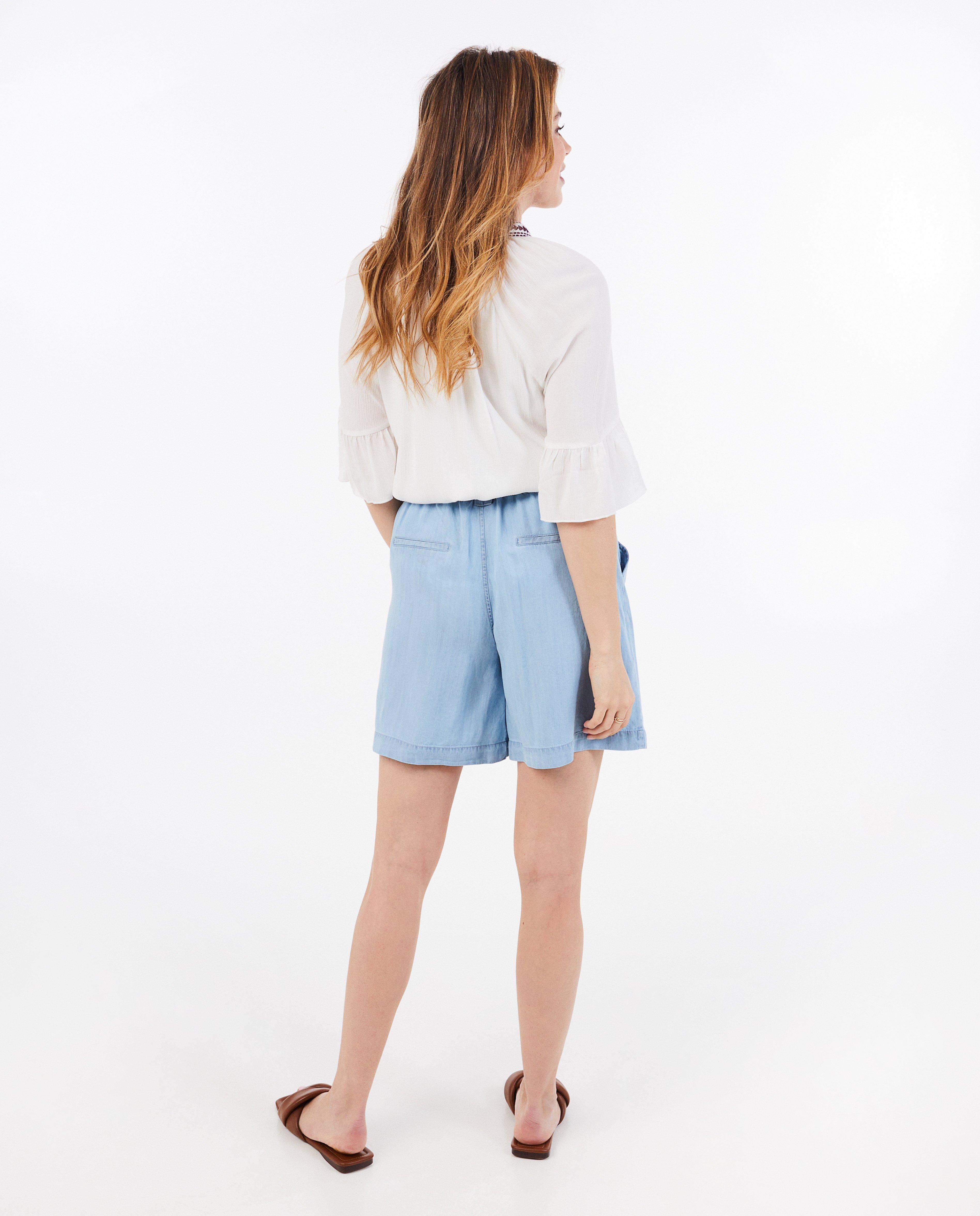 Pantaloni scurți din denim albastru deschis, Dina Tersago, albastru deschis