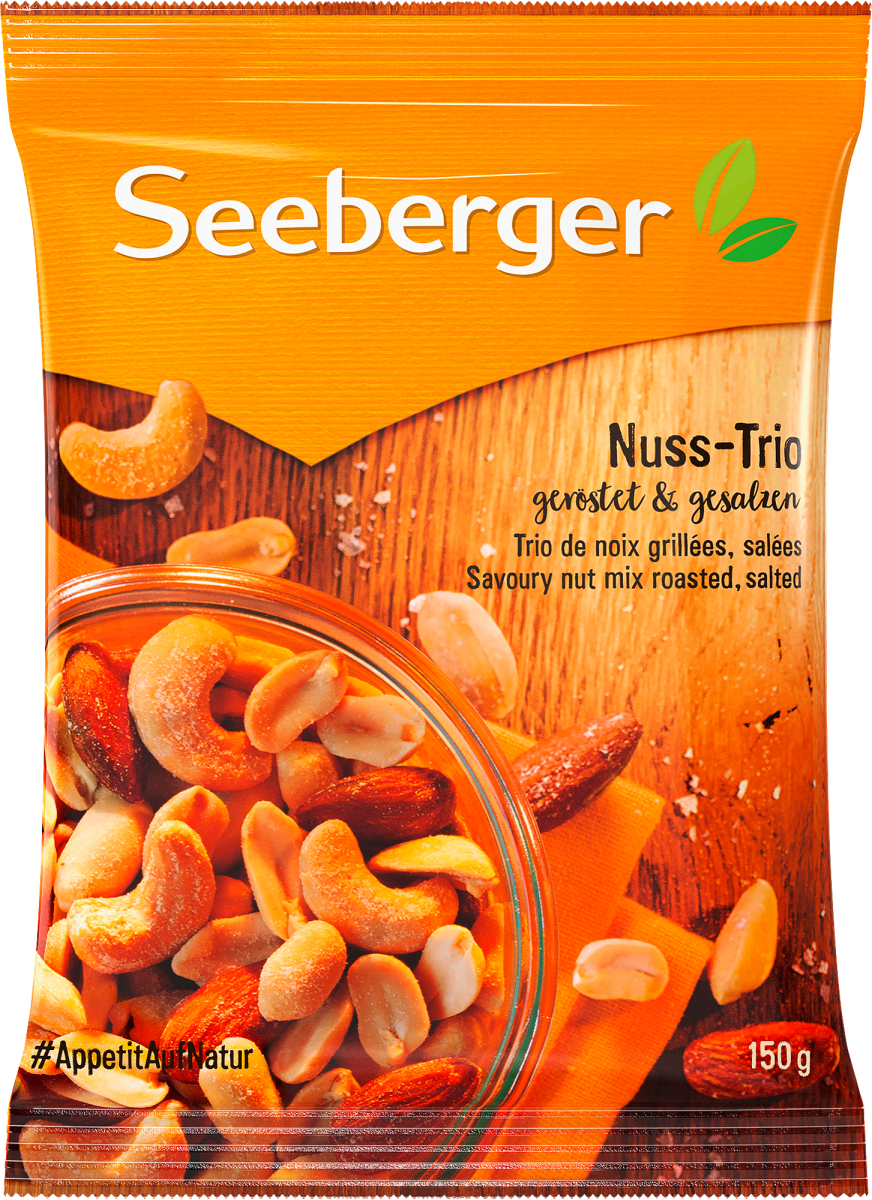 Nussmischung, Nuss-Trio geröstet & gesalzen, 150 g