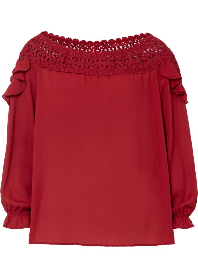 Carmenbluse mit Spitze