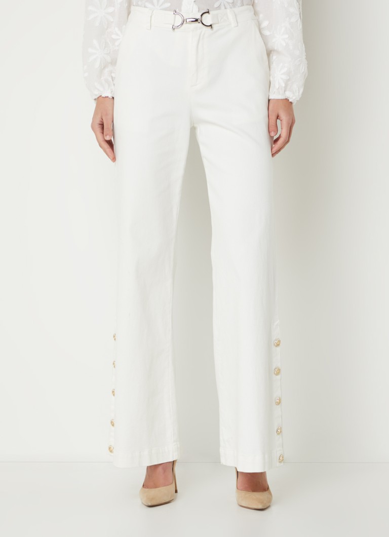 Pantaloni evazați cu talie înaltă și nasturi decorativi de la Aaiko Sadi.