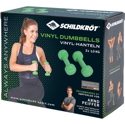 SCHILDKRÖT VINYL HANTEL SET, 2X 1,0KG (GREEN), IN 4C-BOX, M-2022