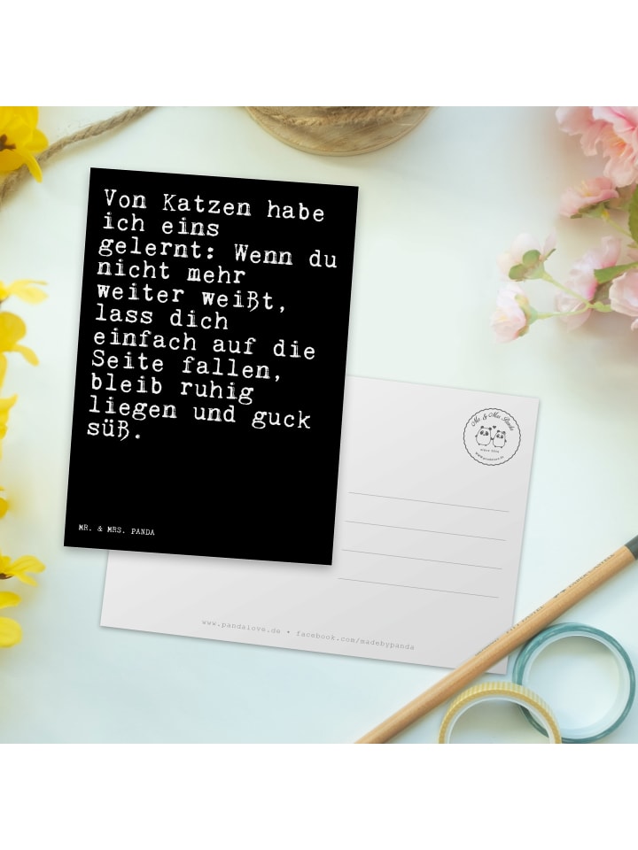 Mr. & Mrs. Panda Postkarte Von Katzen habe ich... mit Spruch in Schwarz günstig kaufen onesize
