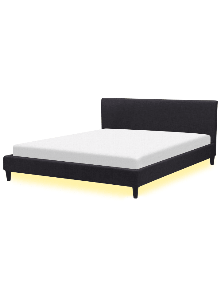 Beliani Doppelbett mit LED FITOU in Schwarz - (W) 190 x (H) 87 x (L) 214 cm günstig kaufen onesize