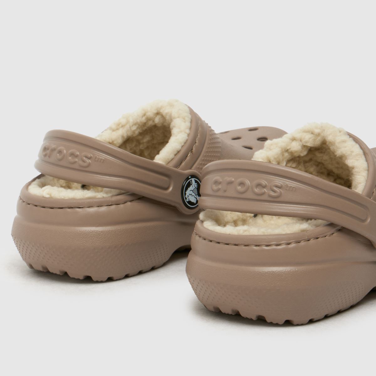 Crocs beige & bruna klassiska fodrade träskor för småbarn