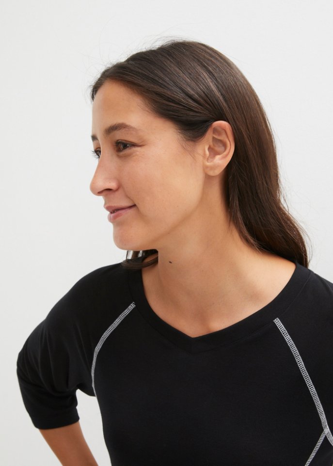 Funktions-T-Shirt mit ¾-Arm, Oversize