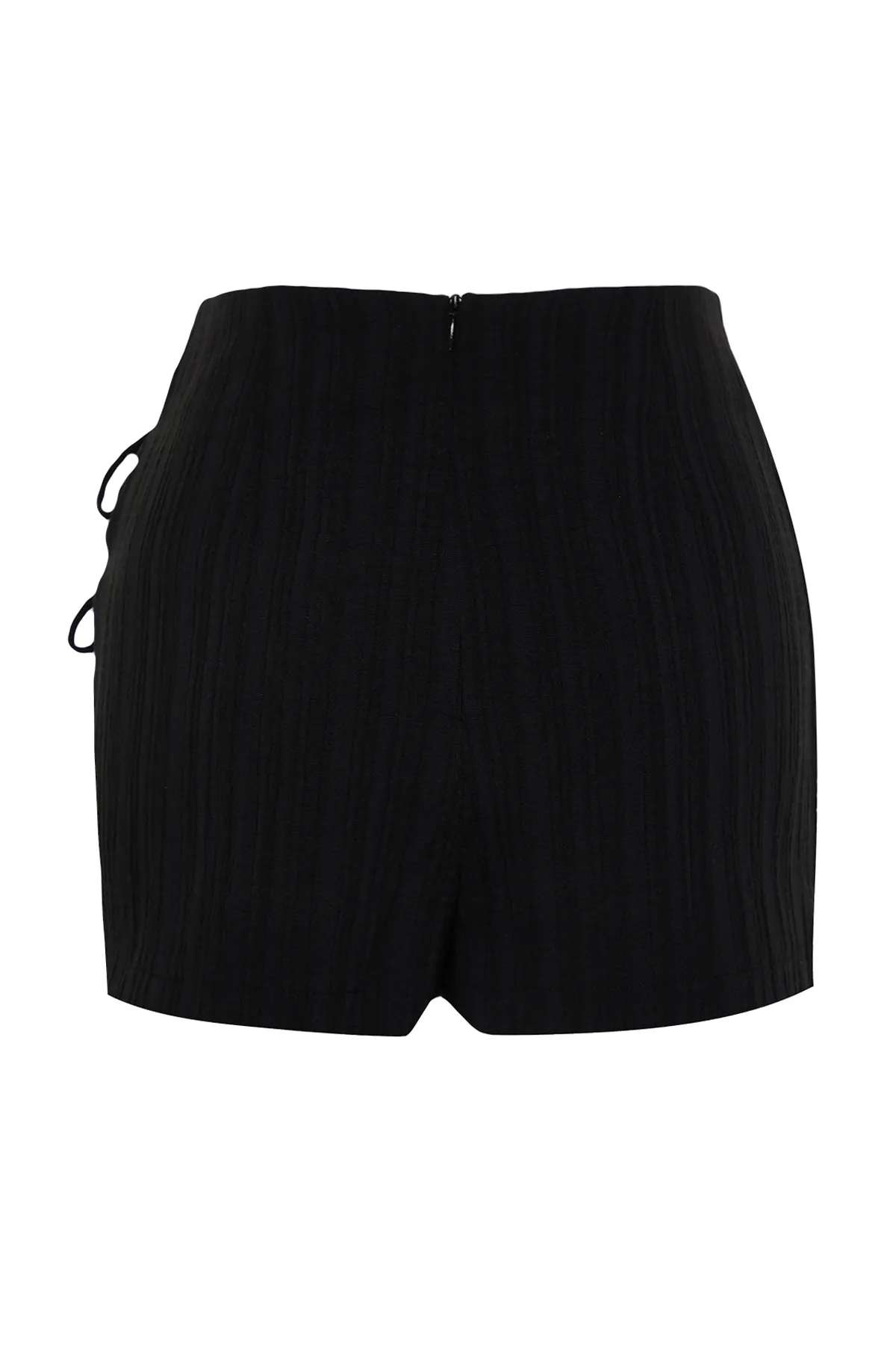 Trendyol Collection  Schwarzer, gewebter, gebundener Shorts-Rock aus Leinenmischung TBESS23SR00044