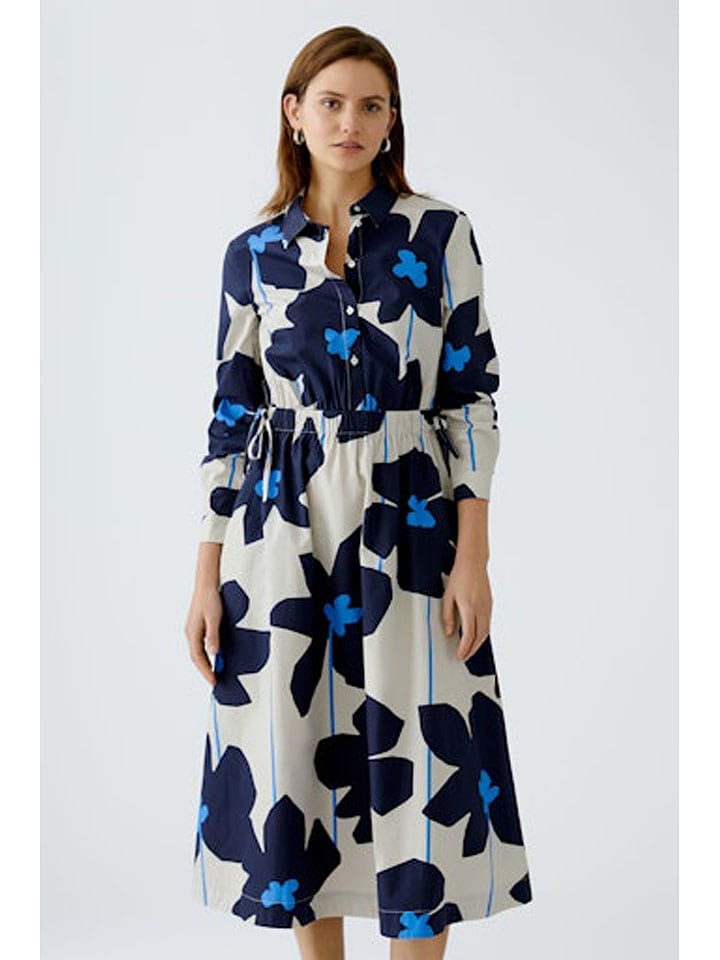 Oui Kleid in Creme/ Dunkelblau günstig kaufen