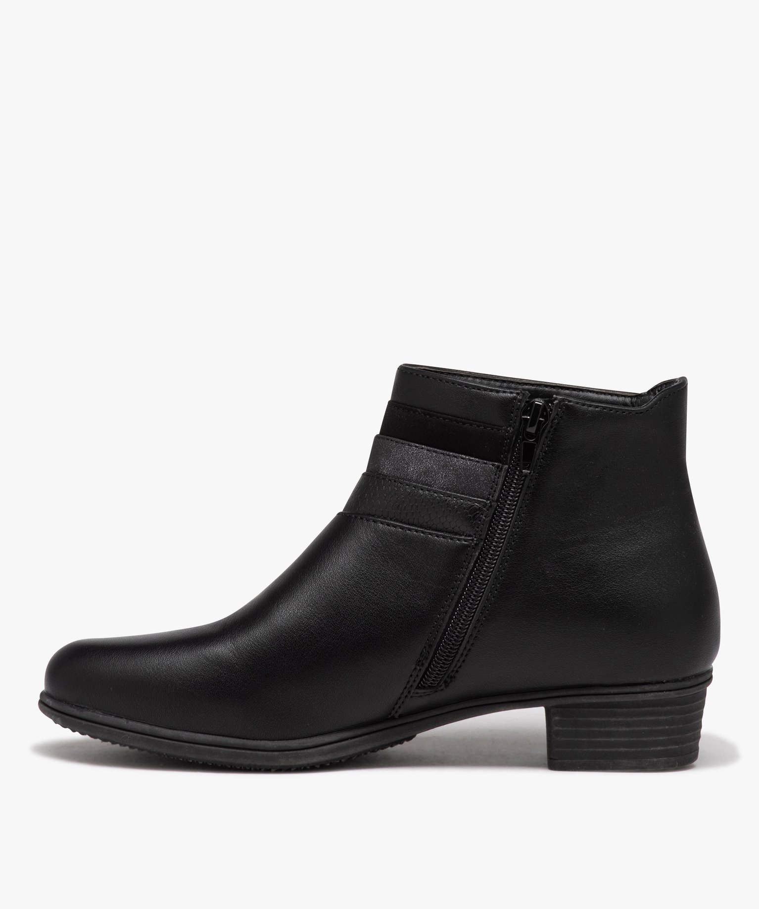 Boots femme confort unies à petit talon noir | GEMO