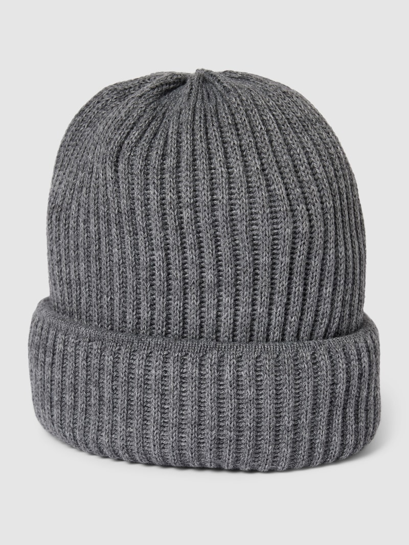 Beanie mit Umschlag aus Schurwoll-Mix in silber