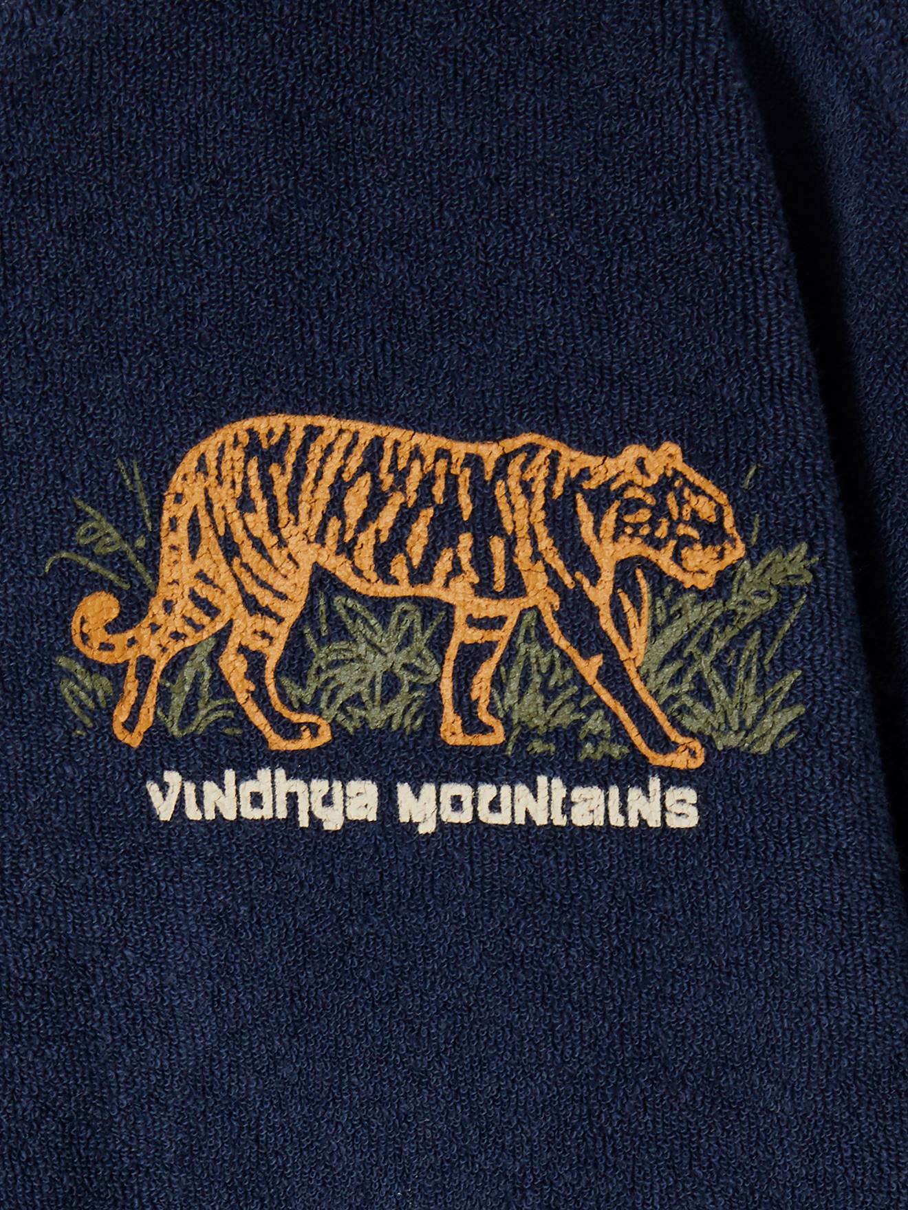 Sweat en éponge motif tigre poitrine garçon bleu foncé