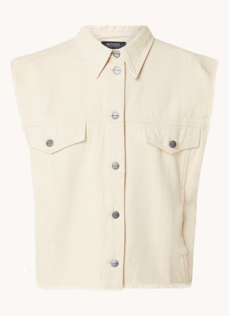 Refined Department Marly sleeveless jacket with back print and chest pockets