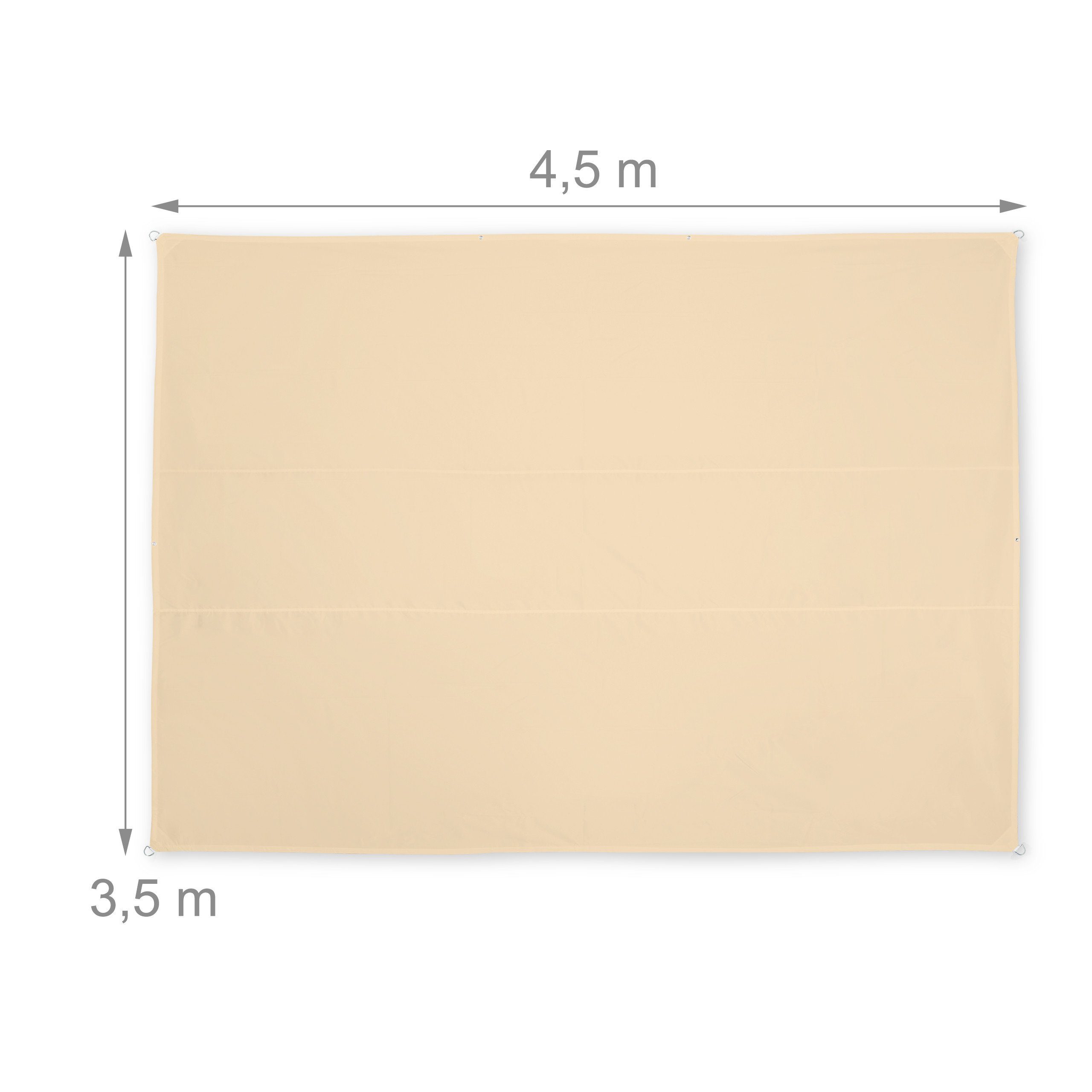 relaxdays Sonnensegel Sonnensegel beige rechteckig, 3,5 x 4,5 m