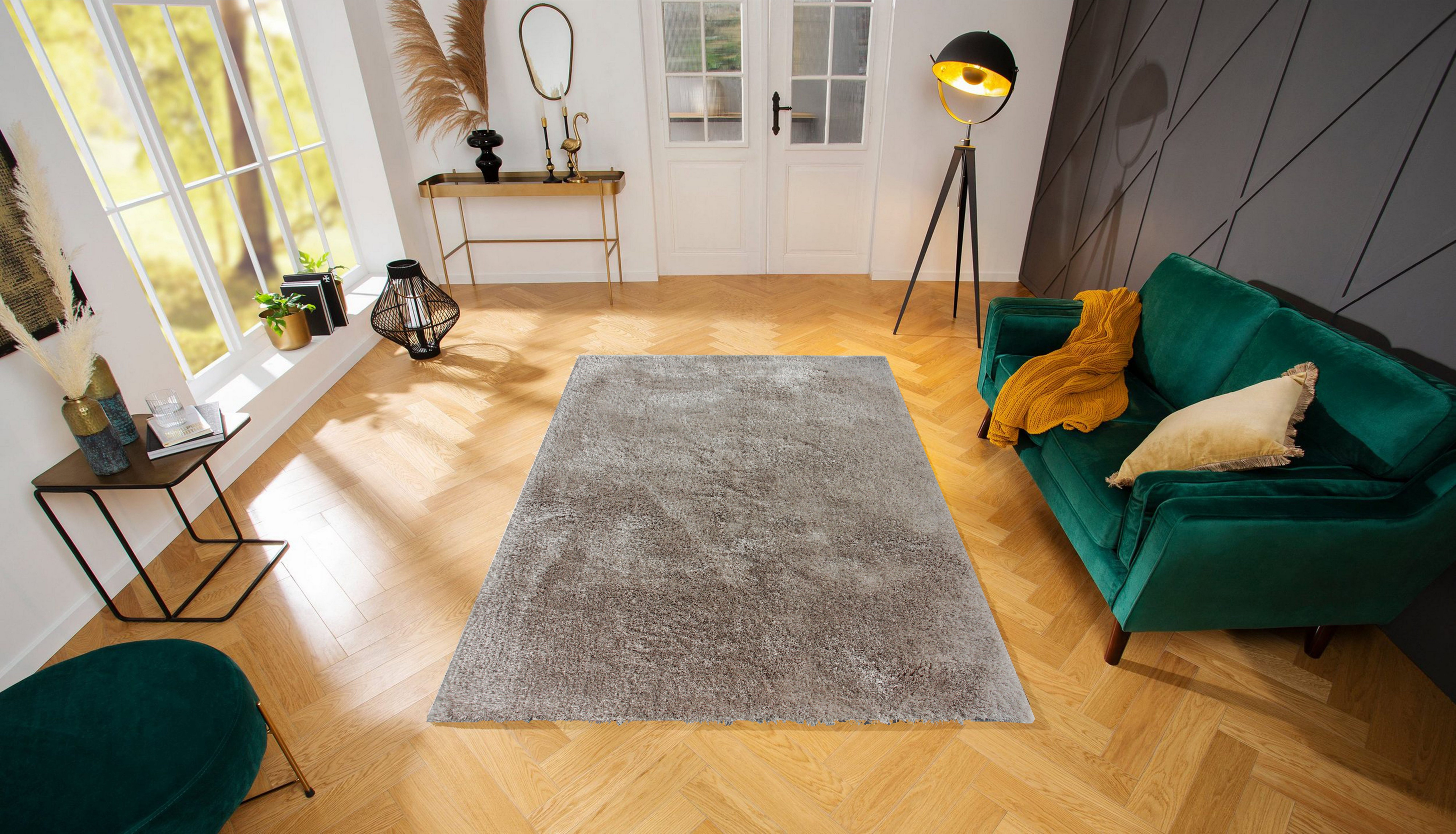Hochflor-Teppich Lagos, Leonique, rechteckig, Höhe: 45 mm, Mikrofaser Teppiche, flauschig, einfarbig, Wohnzimmer, Schlafzimmer