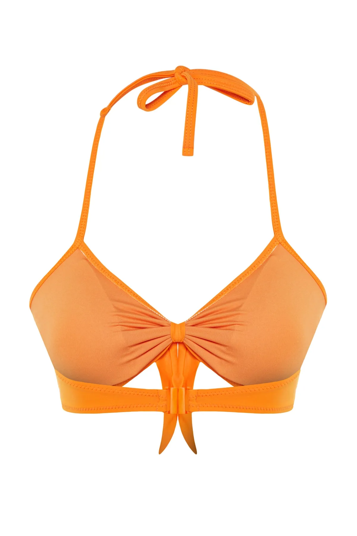 Trendyol Collection  Orangefarbenes Triangel-Bikinioberteil mit Knoten TBESS21BU0098