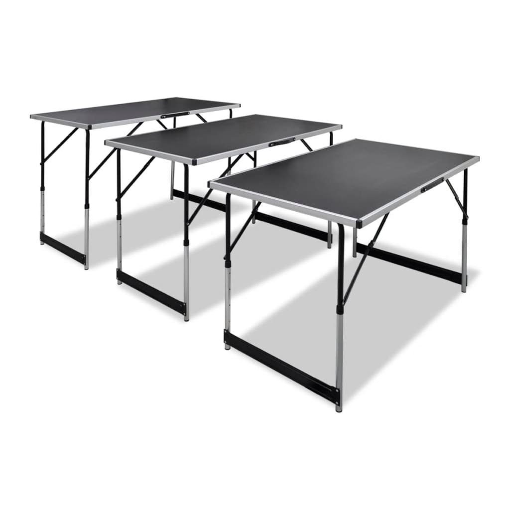 vidaXL Klapptisch Tapeziertische 3 Stk. Klappbar Höhenverstellbar (3-St)