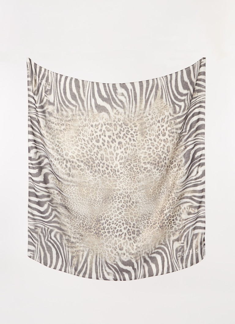 Eșarfă GUESS lurex cu imprimeu, 115 x 115 cm