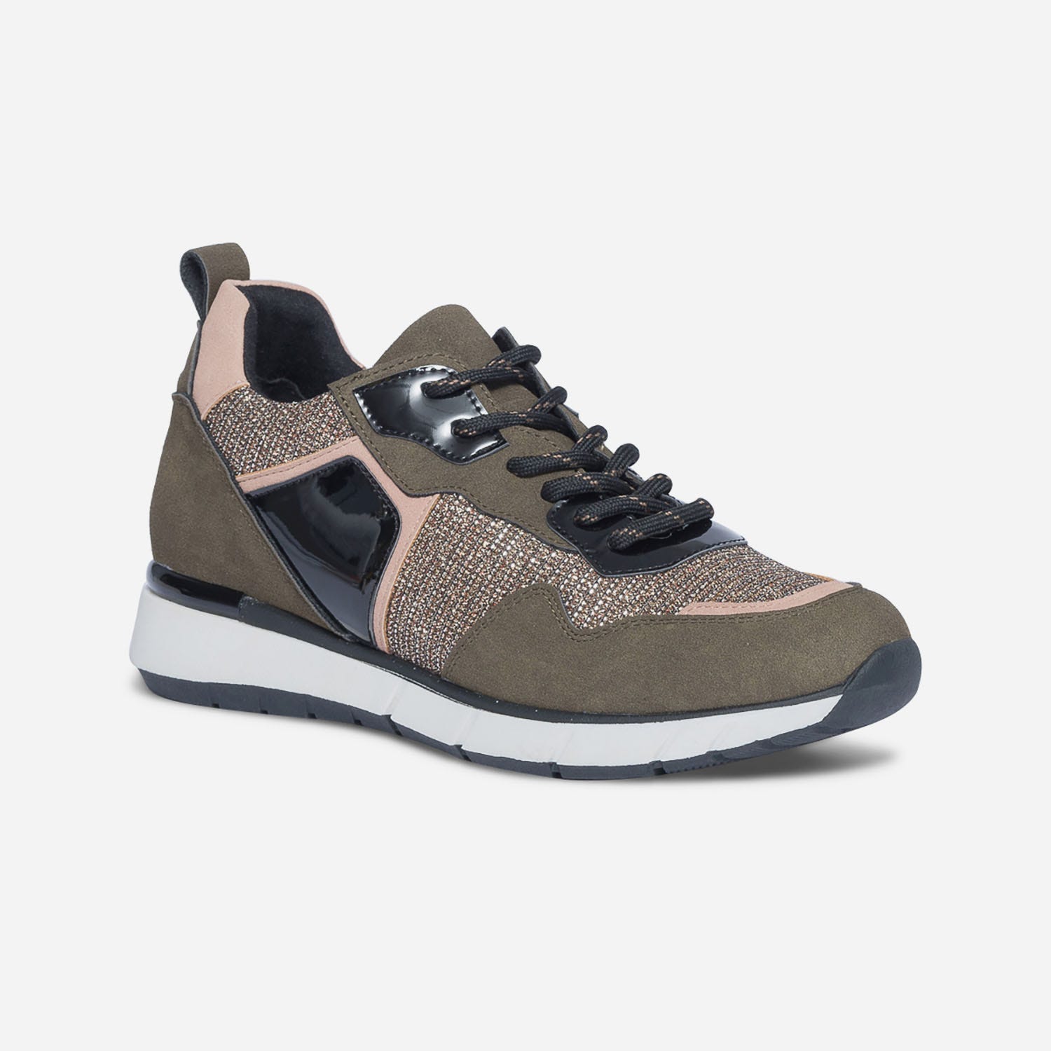 Sneakers TEXTO kaki, beige, noir et cuivré