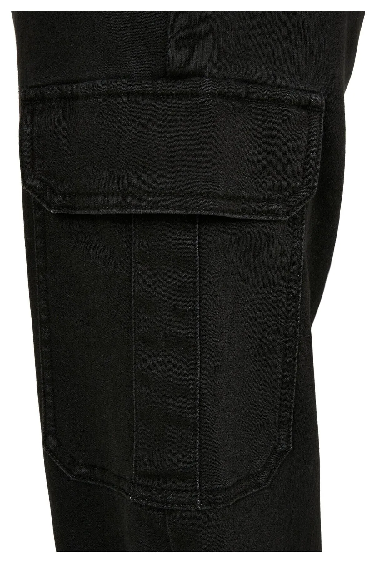 Urban Classics  Damen Cargohose aus gestricktem Denim mit hoher Taille für Damen