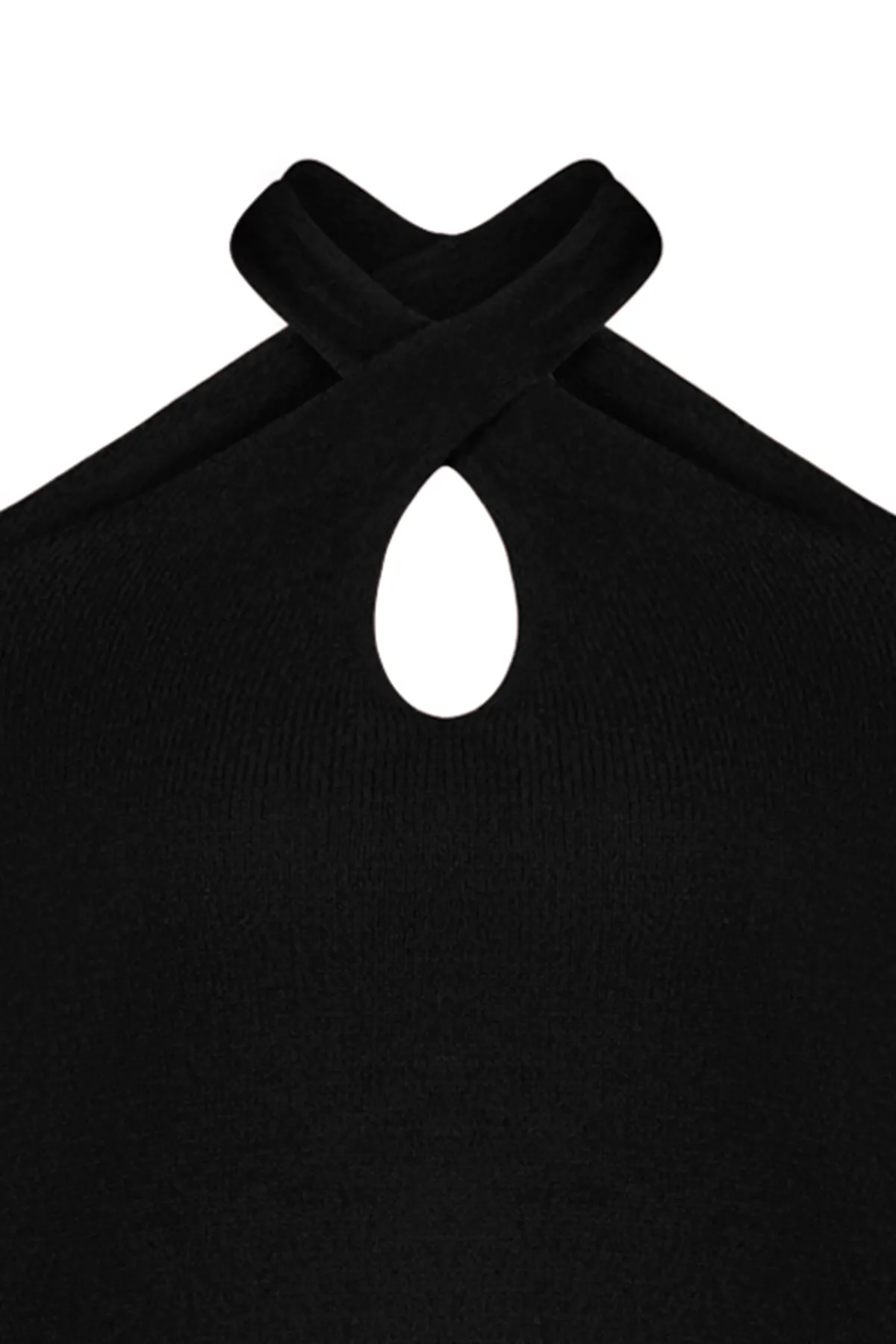 Trendyol Collection  Schwarzer Strickpullover mit weicher Textur und Fenster/Cut-Outs TWOAW24KZ00166