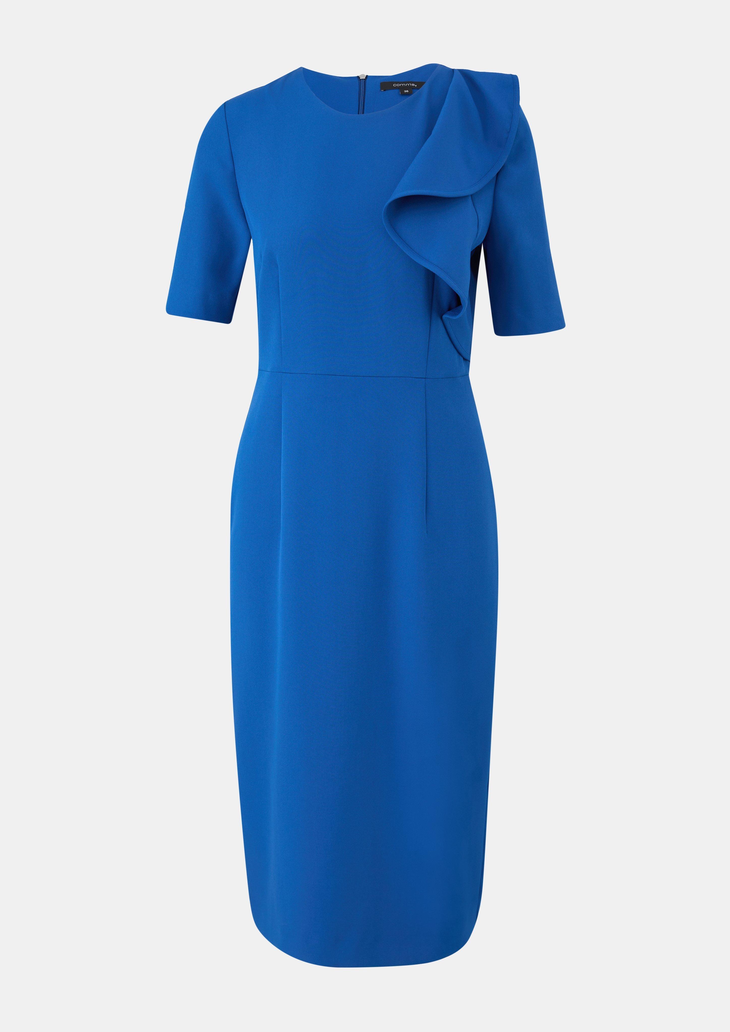 Kleid mit Volant-Detail - royalblau