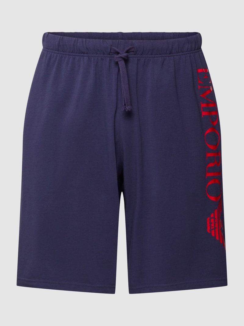 Pyjama-Hose mit Label-Print Modell 'SHINY' in dunkelblau