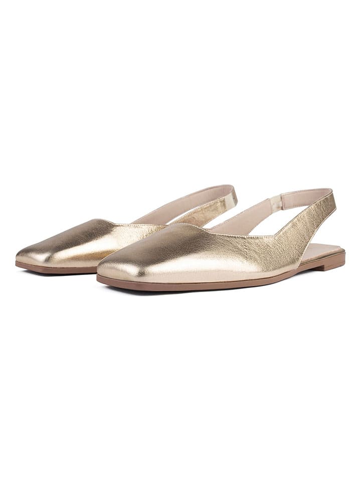 loft37 Leder-Slingballerinas in Gold günstig kaufen