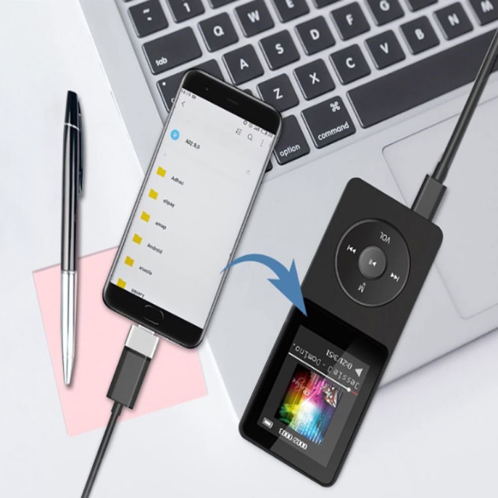 Jormftte MP3 Player Tragbarer HiFi Verlustfreier Radio MP3-Player (Licht)