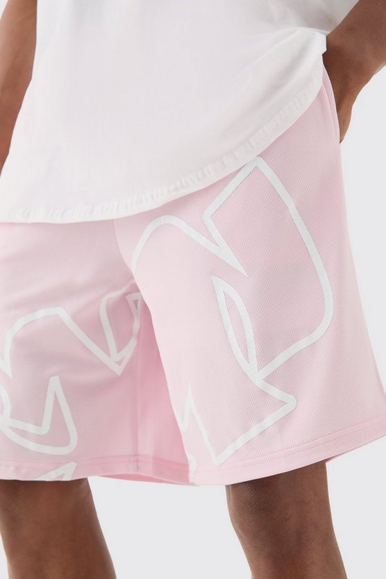 Mesh Basketball-Shorts mit Print