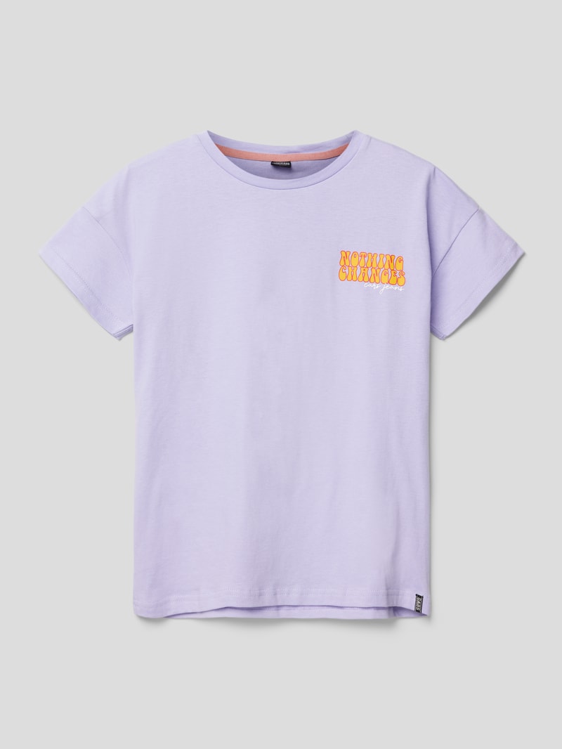 T-Shirt mit Statement-Print Modell 'Fajah' in flieder