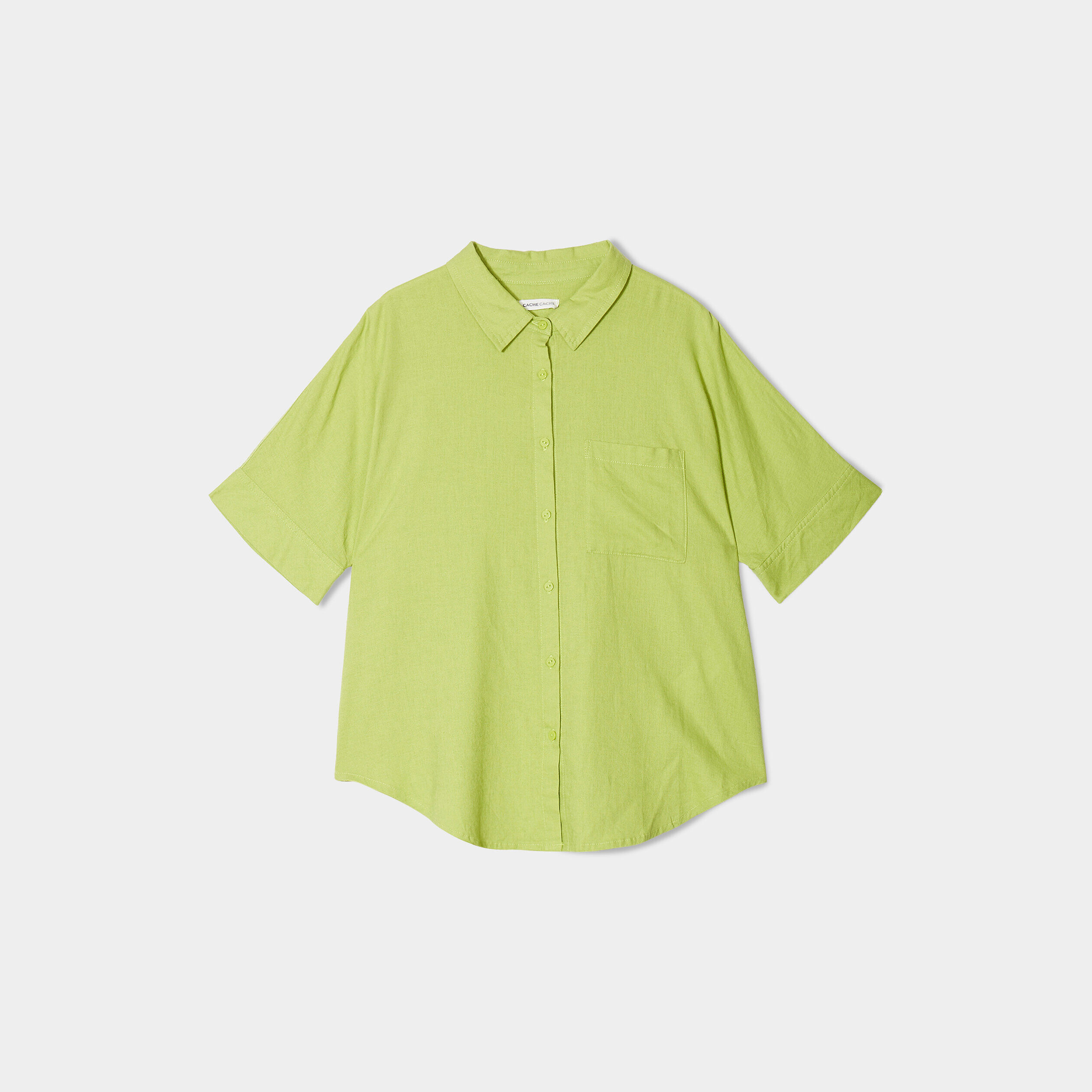 Chemise manches courtes vert anis femme | Cache Cache