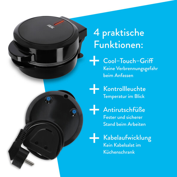 Mini-Waffeleisen rund, schwarz